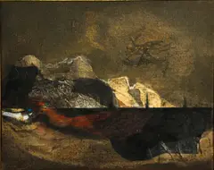 Max Günther, L'Autre Rive, 1965, oil and paper collage on canvas