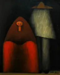 Two figures, Mexico by Jesus Mariano Leuus, 1964, acrylic on board, offered Nov 2014