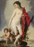 Venus and Cupid by Italian School, oil on panel, sold Sep 2014