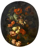 Simon Pietersz Verelst, A still life with roses, tulips and other flowers, oil on canvas