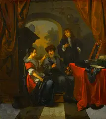 Bernardus van Schijndel, Figures in an interior, oil on canvas