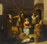 P** vand. Vin, A kitchen interior with figures, oil on panel