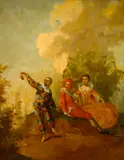 Claude Gillot, Actors from the Commedia dell'Arte, oil on canvas