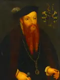 Hans Asper, A portrait of a gentleman, half length, wearing a fur-trimmed cloak, oil on panel