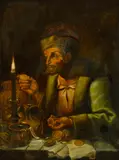 F.J. da Rocha, The money lender, oil on canvas
