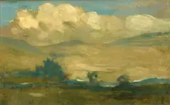 Xavier Martínez, Artistic vista, oil on panel
