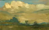 Xavier Martínez, Artistic vista, oil on panel