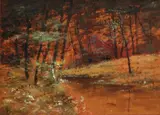Forrest landscape by Worthington Whittredge, watercolor and gouache on paper, sold Sep 2014
