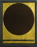 Eric Orr, Blood Circle, 1988, oil, gold leaf, lead, wire conductors and mixed media on panel