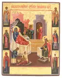 Russia, Vladimir provinces by Icon of the Nativity of Saint John, 1850-1900, tempera on wood with gilding, sold Sep 2014
