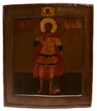 Russia, Moscow, 17th century with later 19th century repainting by Icon of Saint John the Warrior, tempera on wood, sold Sep 2014
