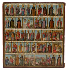Icon of the Minea for December, Russia, c. 1750-1800, tempera on wood with gilding