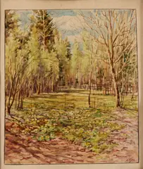 Olga, A clearing in the woods, watercolor and ink on paper
