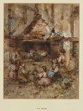 Émile Lessore, Children at play, watercolor on paper