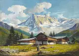 Licinio Campagnari, An alpine landscape; also a companion painting (a pair)