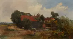 Edward Adveno Brooke, A village farm, oil on panel