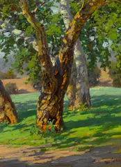 Trees and Shadow by Paul Grimm, oil on board, sold Sep 2014