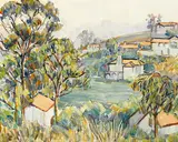 Donna N. Schuster, Hollywood houses, oil on masonite