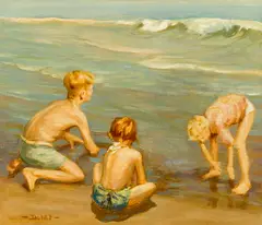 Dewitt Parshall, Bathers, oil on board
