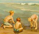 Dewitt Parshall, Bathers, oil on board