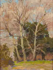 Landscape with trees by Ferdinand Kaufmann, oil on canvas affixed to board, sold Sep 2014