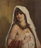 Gordon Harrower Coutts, Portrait of a lady wearing a white scarf, oil on canvas