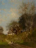 Alfred Cornelius Howland, On the road to the farmhouse, oil on canvas affixed to board