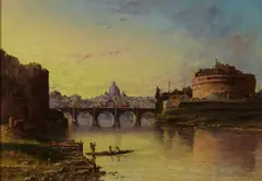 John Linton Chapman, Bridge over the Tiber, oil on canvas