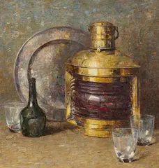 Dines Carlsen, Ship's Lantern, oil on masonite
