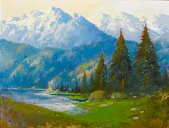 Ernest Henry Pohl, Jackson's Lake - North End, in Grand Tetons, Jackon's Hole, Wyoming, oil on canvas