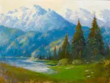 Ernest Henry Pohl, Jackson's Lake - North End, in Grand Tetons, Jackon's Hole, Wyoming, oil on canvas