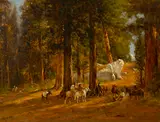 Thomas Hill, Riders in the Sierras, oil on canvas