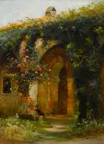 Charles Albert Rogers, Mission garden, oil on canvas