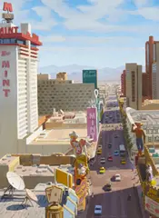 James Doolin, Fremont Street, Las Vegas, 1988, oil on canvas