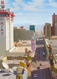 James Doolin, Fremont Street, Las Vegas, 1988, oil on canvas