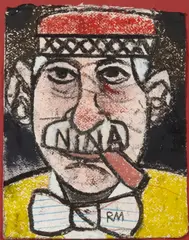 Richard Marshall Merkin, Good-Bye Al (Self Portrait with Nina), 2003, pastel and oil stick on paper