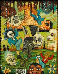 Day of the Dead by Clayton Brothers, 1996, mixed media on paper, sold Sep 2014