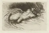 Eugène Delacroix, Étude de femme vue de dos (D. 21), 1833, Etching on laid paper, third state (of 4), without Delȃtre's address and with the No. 6 and title in platemark