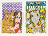 James Rizzi, Big Dog, Big Cat, 1997, Lithograph in colors with collage on wove paper