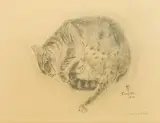 Pasitea, pl. 13, from A Book of Cats  (Buisson II.30.127) by Léonard-Tsuguharu Foujita, 1929, Collotypes on Arches paper, sold Sep 2014