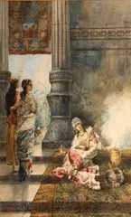 Vincenzo Loria, Music in the harem, watercolor over pencil heightened with gum arabic
