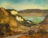California School, A road through the mountains, oil on board