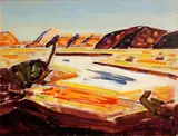 Conrad Buff, Desert view, oil on masonite