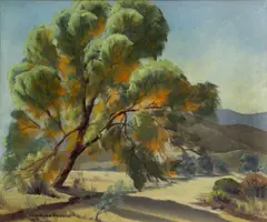 Desert tree by Sam Hyde Harris, oil on canvas, sold Aug 2014