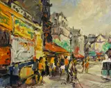 Harry Emerson Lewis, Street scene, oil on canvas