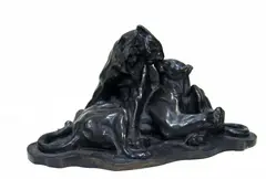 Mountain lions by Arthur Putnam, bronze with brown patina, offered Aug 2014