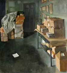 Joellyn Duesberry, The Printing Room at Overbrook Press (Last Version), 1979, oil on canvas