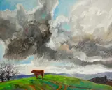 Lundy Siegriest, Bull and Storm, oil on canvas
