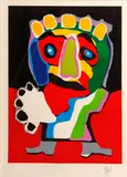 Untitled (Figure with green nose), n.d. by Karel Appel, Color lithograph on wove paper, sold Aug 2014