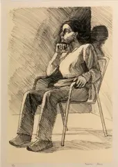 Theophilus Brown, Seated Figure with Chin Resting on Hand, 1983, Lithograph on wove paper